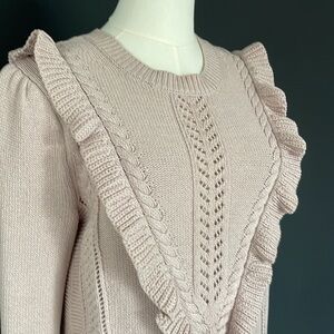 REBECCA TAYLOR 100% cotton blush pink sweater
